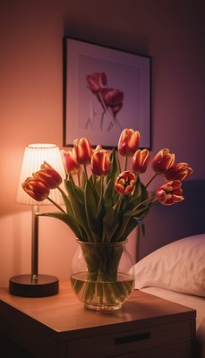 Tulips on a nightstand