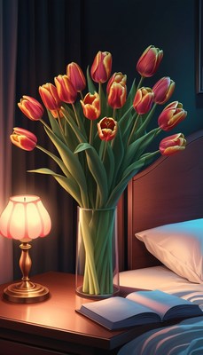 Tulips on a nightstand
