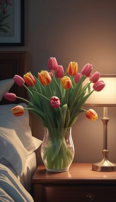 Tulips on nightstand