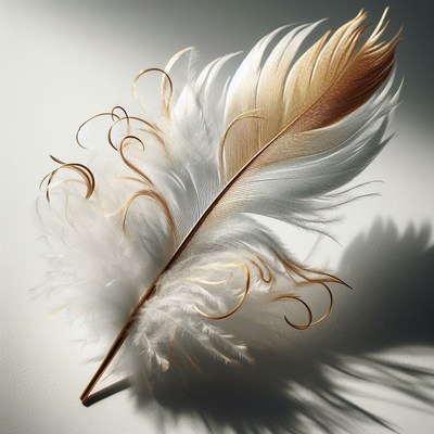 White and gold feather close-up