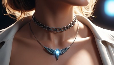 Woman wearing silver necklaces