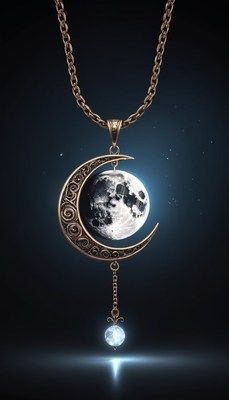 Crescent moon necklace with crystal