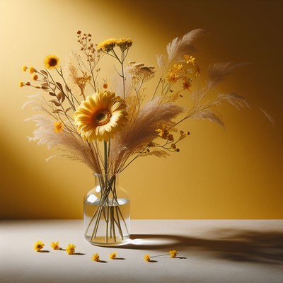 Yellow flowers in a vase