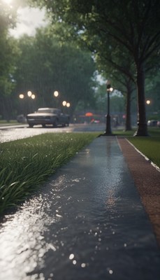 Wet sidewalk after rain