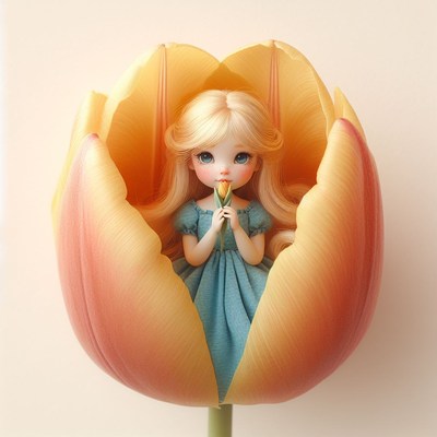 Girl inside tulip
