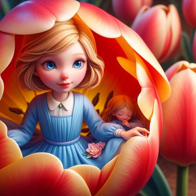 Girl inside tulip flower