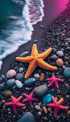 Starfish on pebble beach