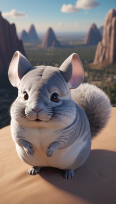 Chinchilla standing on sand