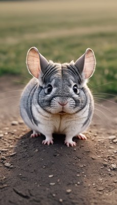 Chinchilla sitting on path