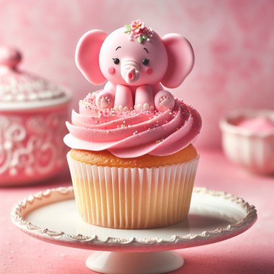 Pink elephant cupcake