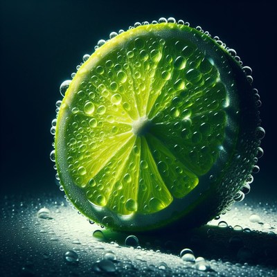 Lime slice with water droplets