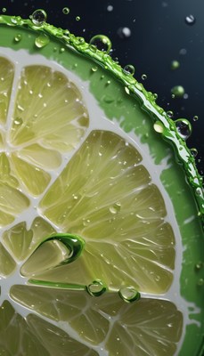 Lime slice with water droplets