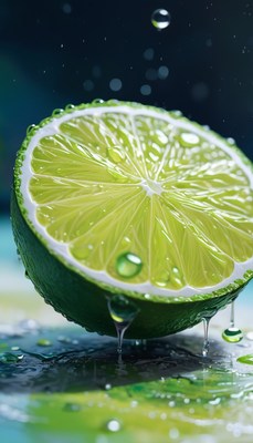 Lime wedge dripping water