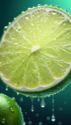 Lime slice dripping juice