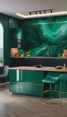 Modern green kitchen interior