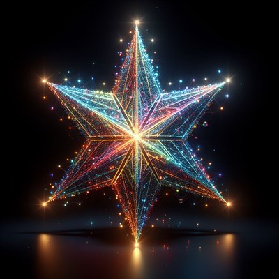 Glowing starburst on black background