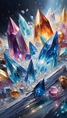 Colorful crystals on rock