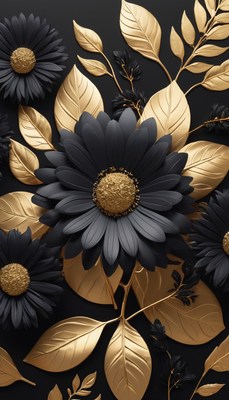 Black and gold floral arrangement