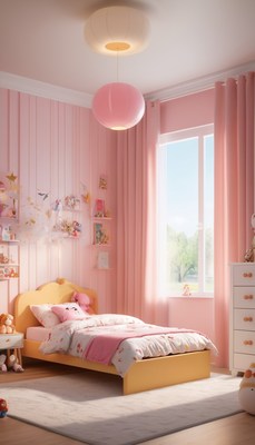 Pink and yellow child's bedroom
