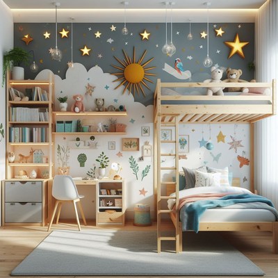 Modern child's bedroom with bunk bed