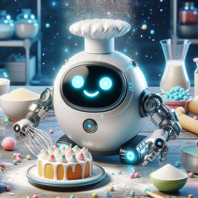 Robot chef bakes a cake