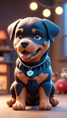 Smiling rottweiler puppy