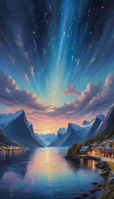 Norwegian fjord sunset