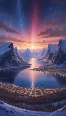 City lights under a starry sky