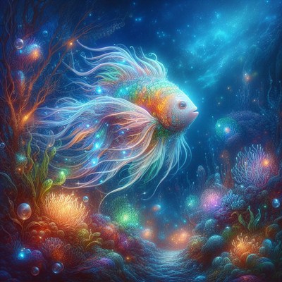 Glowing fish in underwater scene
