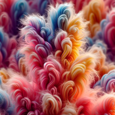 Colorful furry swirls abstract art