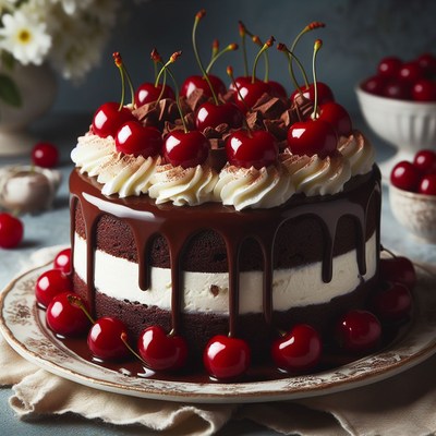Black forest cake with cherries