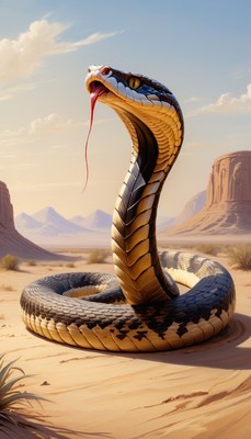 Desert cobra in the sunset