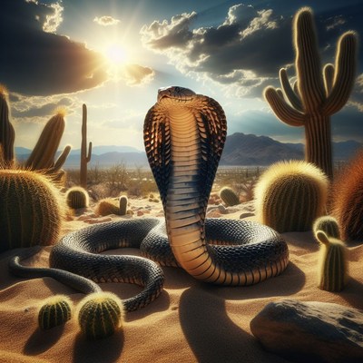 Cobra in desert landscape
