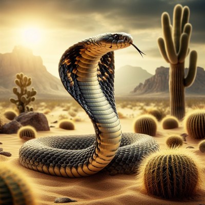 Cobra in desert landscape