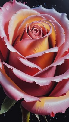 Close-up of a pink and yellow rose