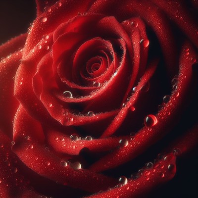 Red rose with dewdrops