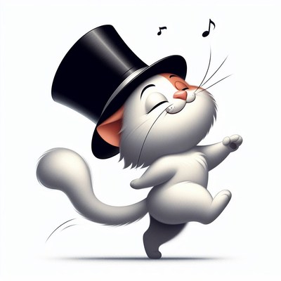 Cat in top hat dancing to music