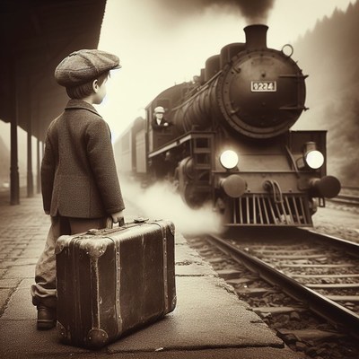Boy waiting for train departure