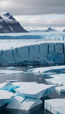 Glacier ice breaking in arctic