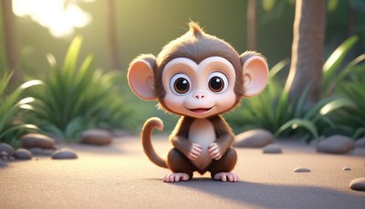 Cute monkey in forest setting