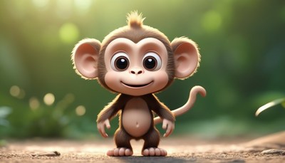 Cute monkey standing in forest