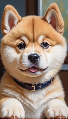 Cute shiba inu puppy portrait