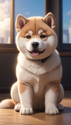 Shiba inu puppy sitting by window