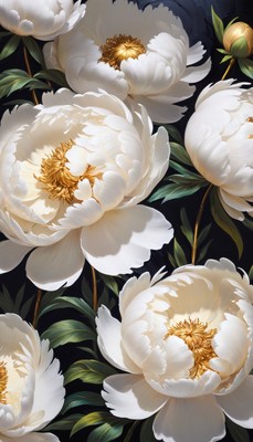 White peonies in bloom