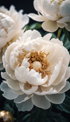 White peony flower close up