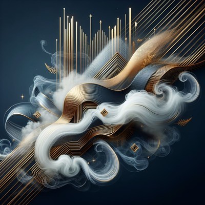 Abstract gold and smoke design