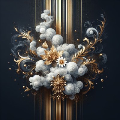 Golden floral clouds