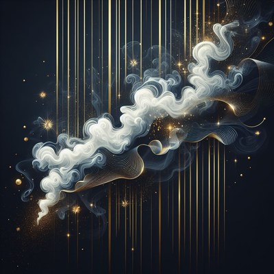 Abstract cloud and gold stripes