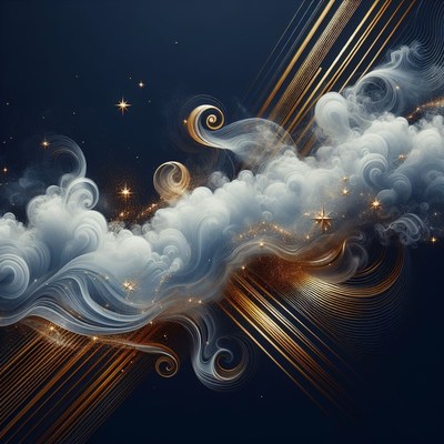 Abstract clouds and golden lines