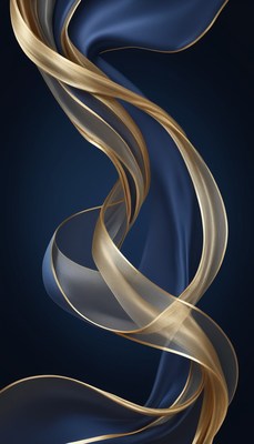 Blue and gold fabric swirls